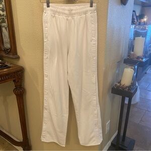 ALO Women White Tearaway Snap Button Track Pants Size Small